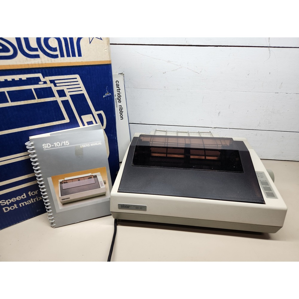 Vtg Star Micronics SD-10 Dot Matrix Printer w/ Box, Manual & Extra Ribbon ~ READ